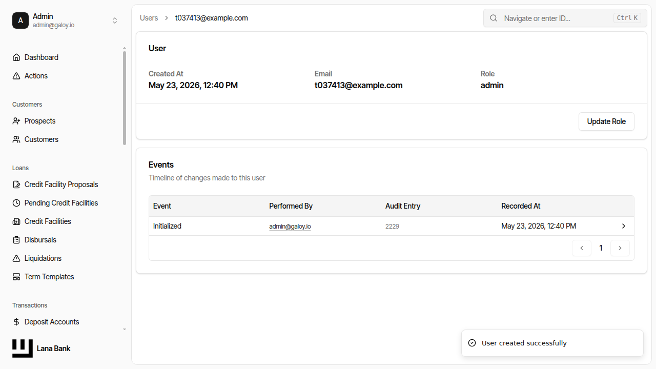 Verify user created