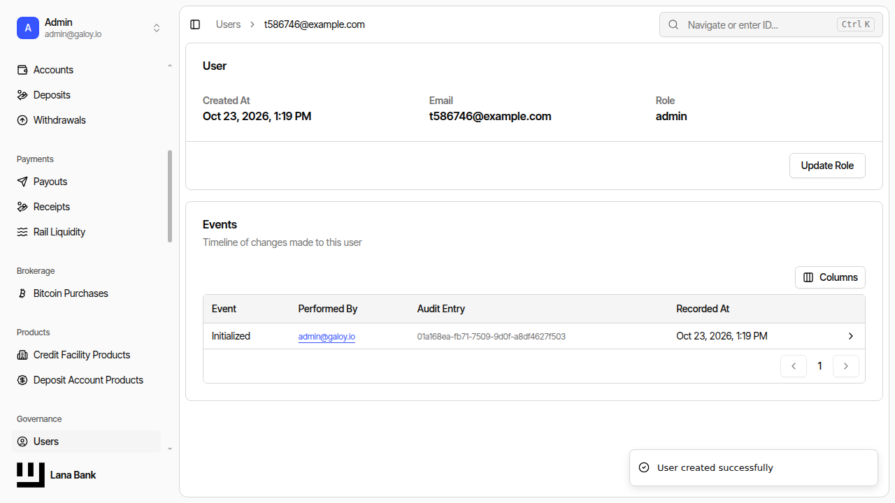 Verify user created