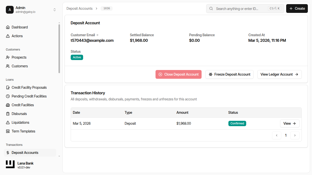 Deposit in transaction history