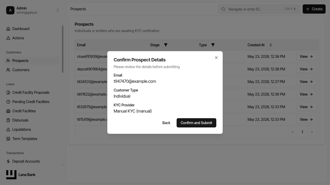 Verify prospect details before submit