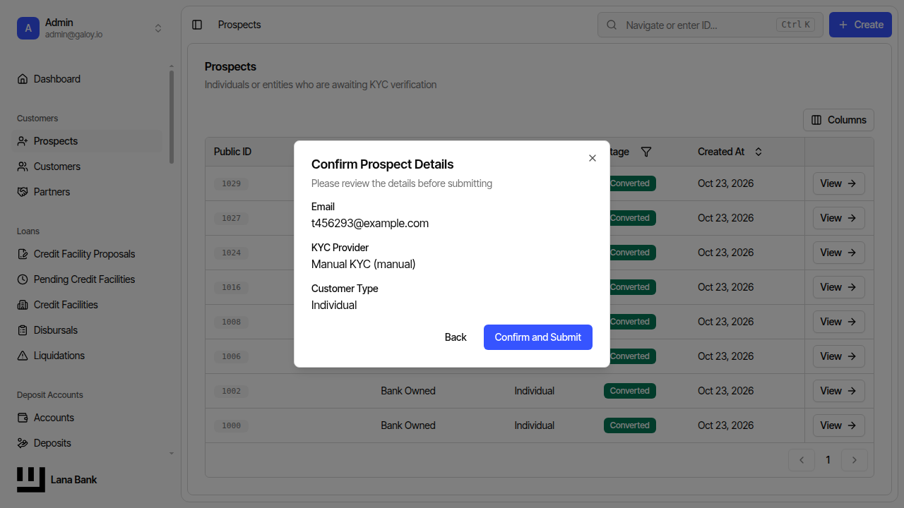 Verify prospect details before submit