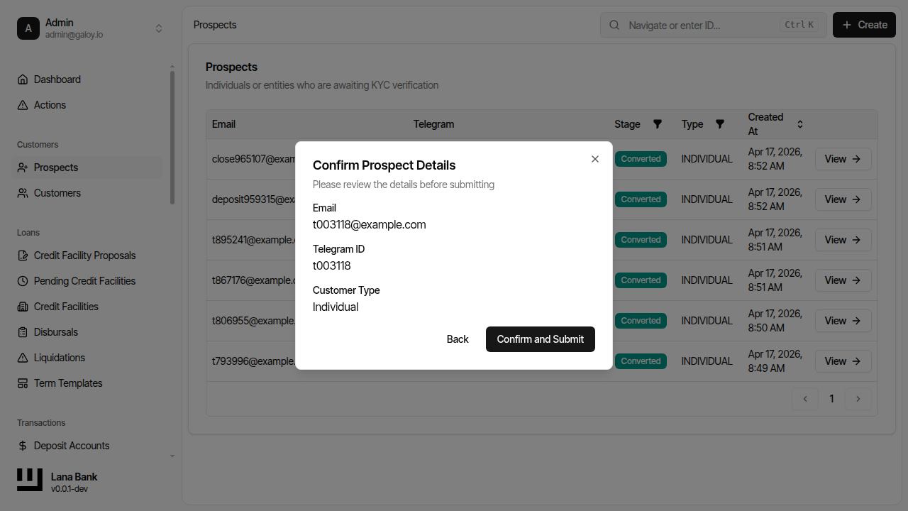 Verify prospect details before submit