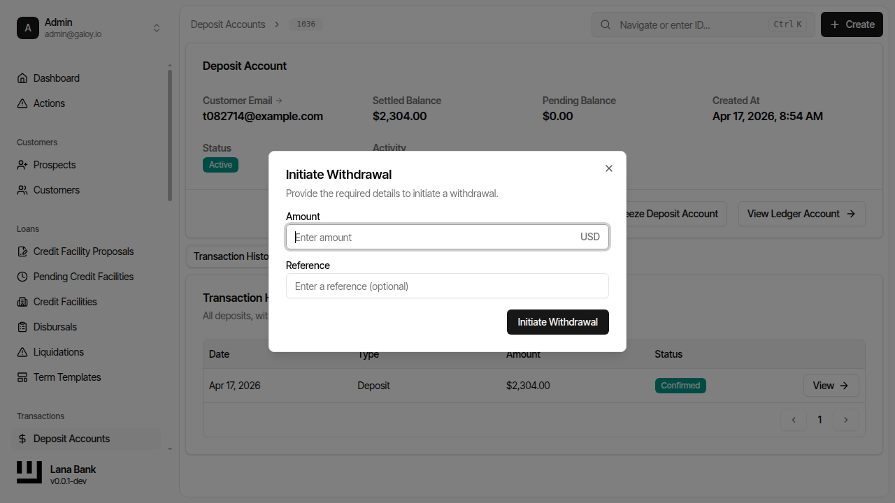 Select create withdrawal