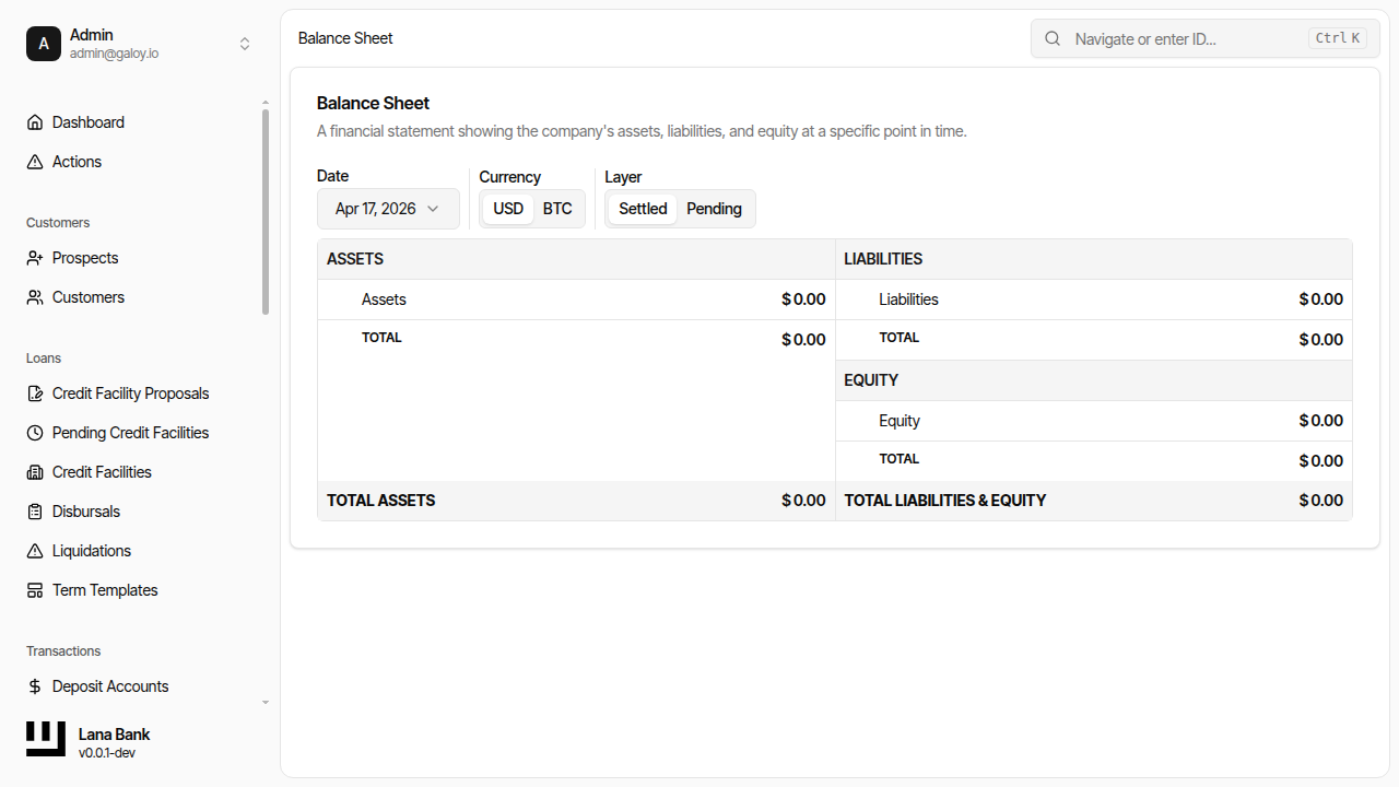 Balance sheet report