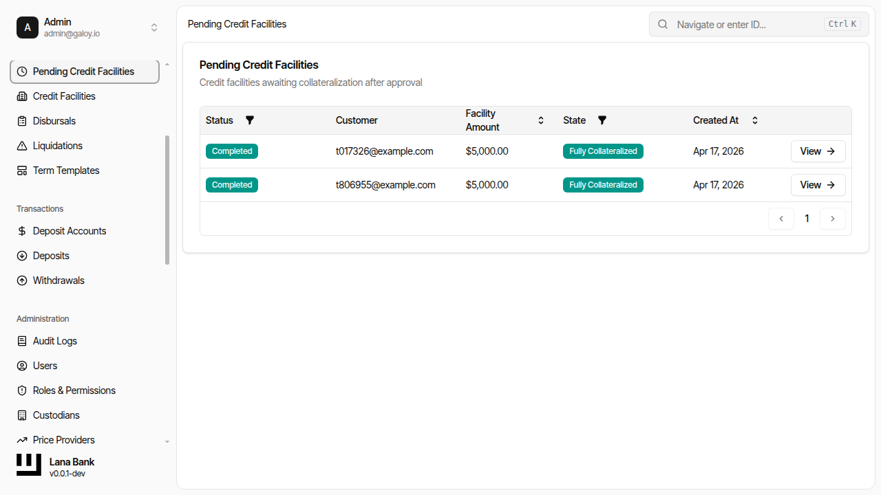 Balance sheet pending layer