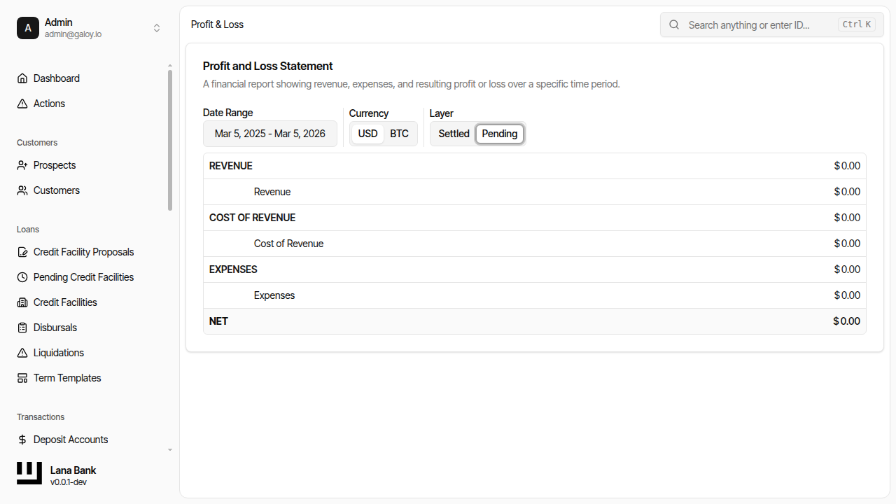 Profit and loss pending layer