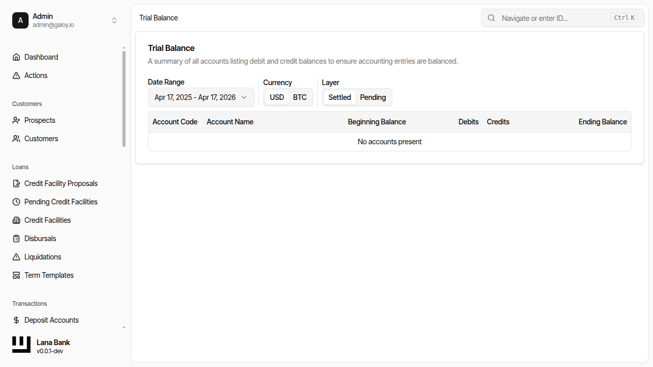 Trial balance report