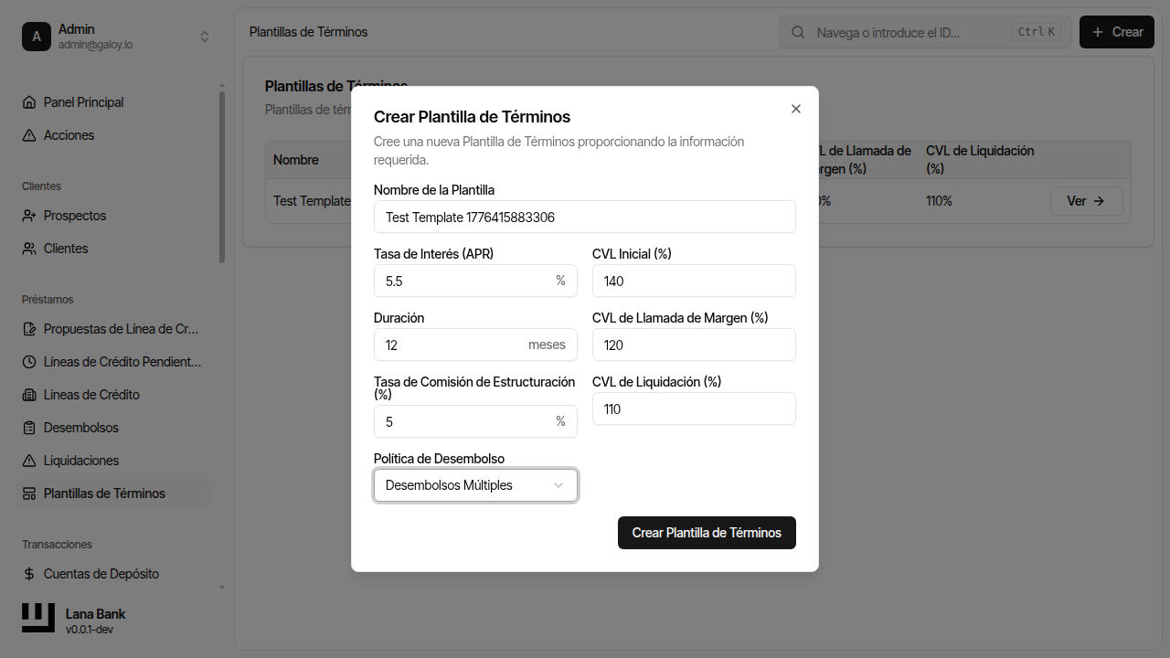 Seleccionar política desembolso