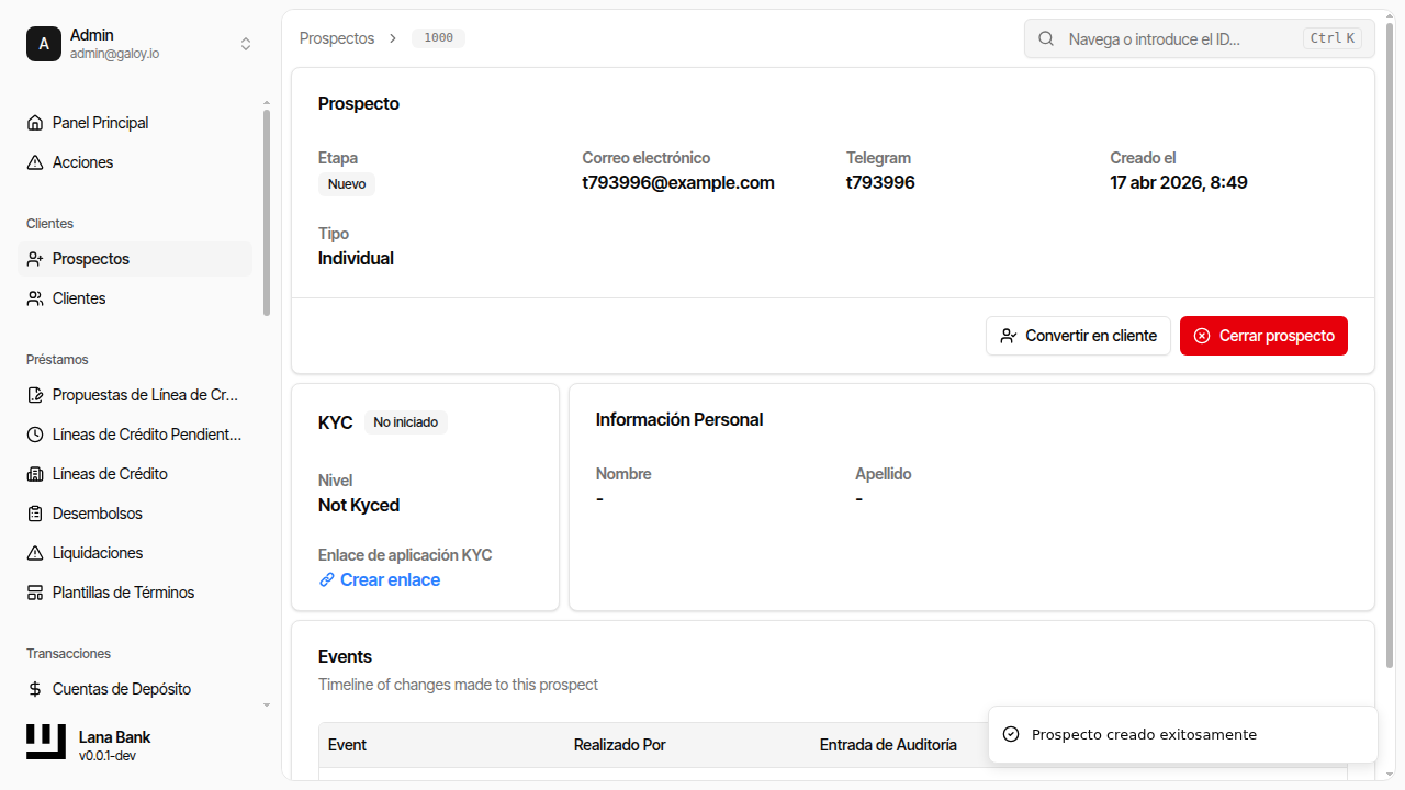Página de detalles del prospecto