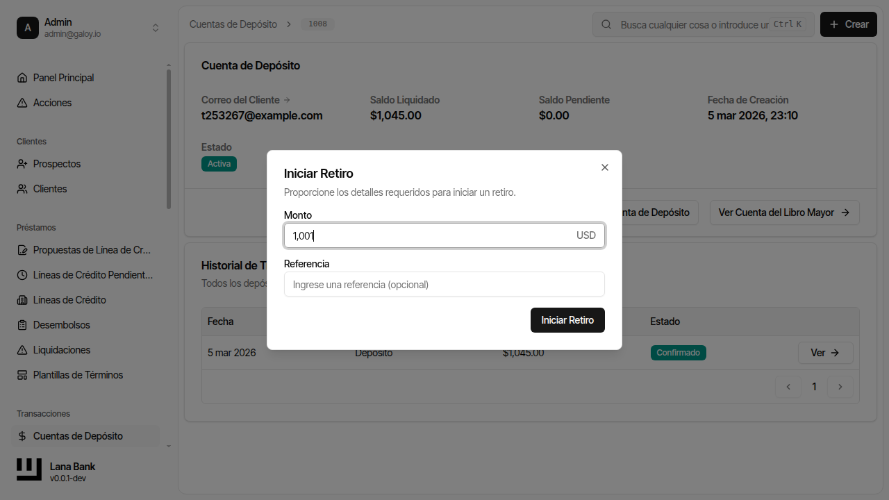 Ingresar monto retiro