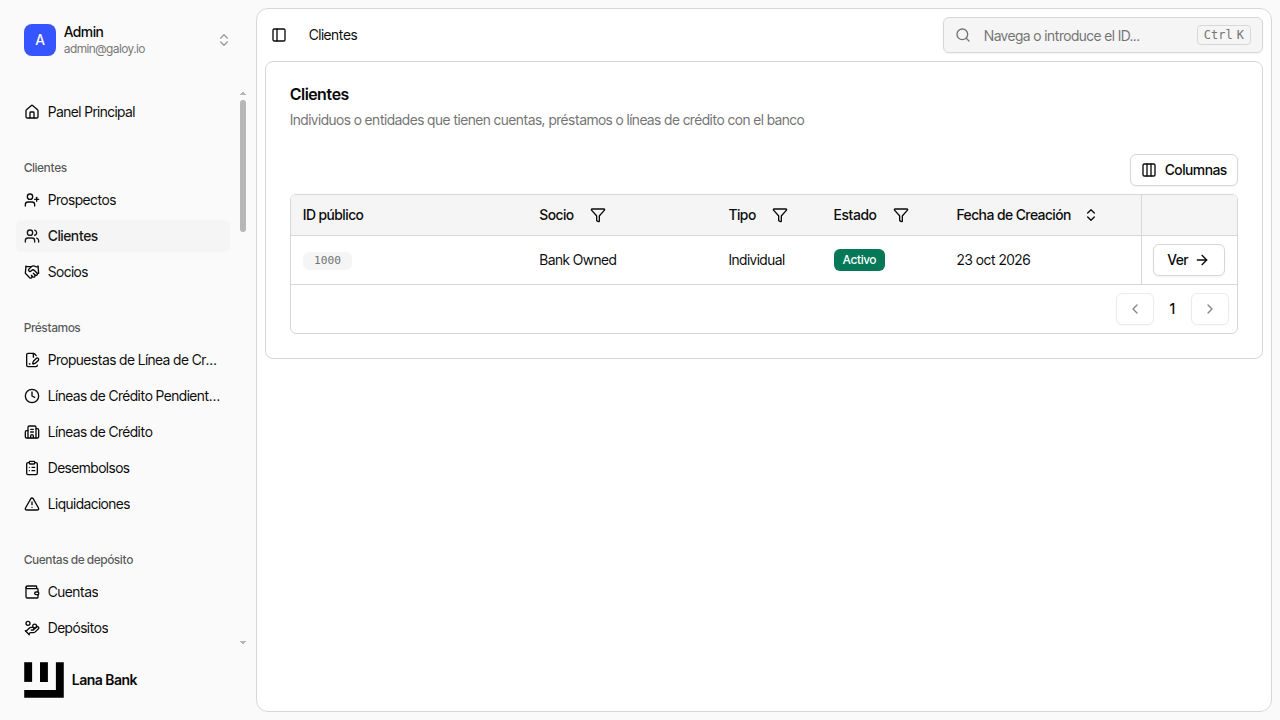 Cliente visible en la lista