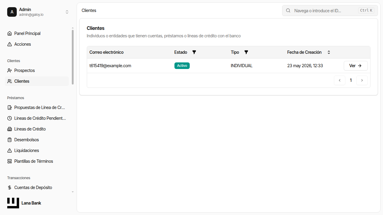 Cliente visible en la lista