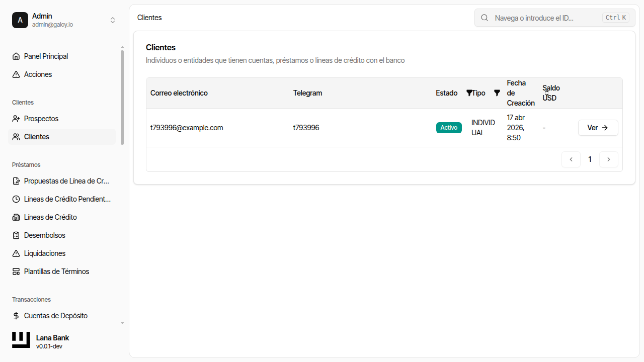 Cliente visible en la lista