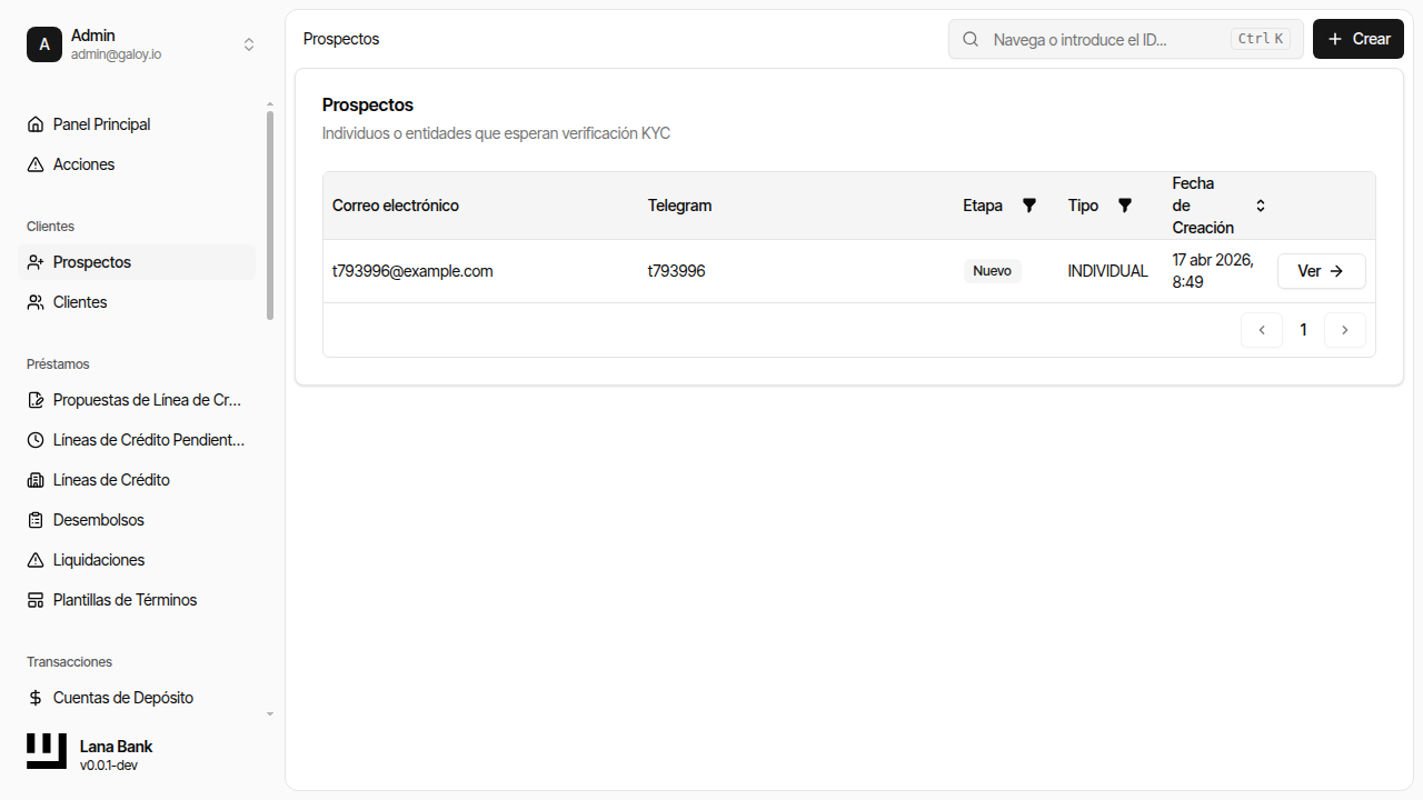 Prospecto visible en la lista