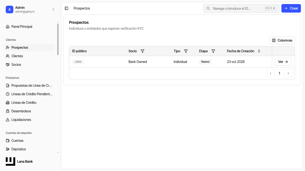 Prospecto visible en la lista