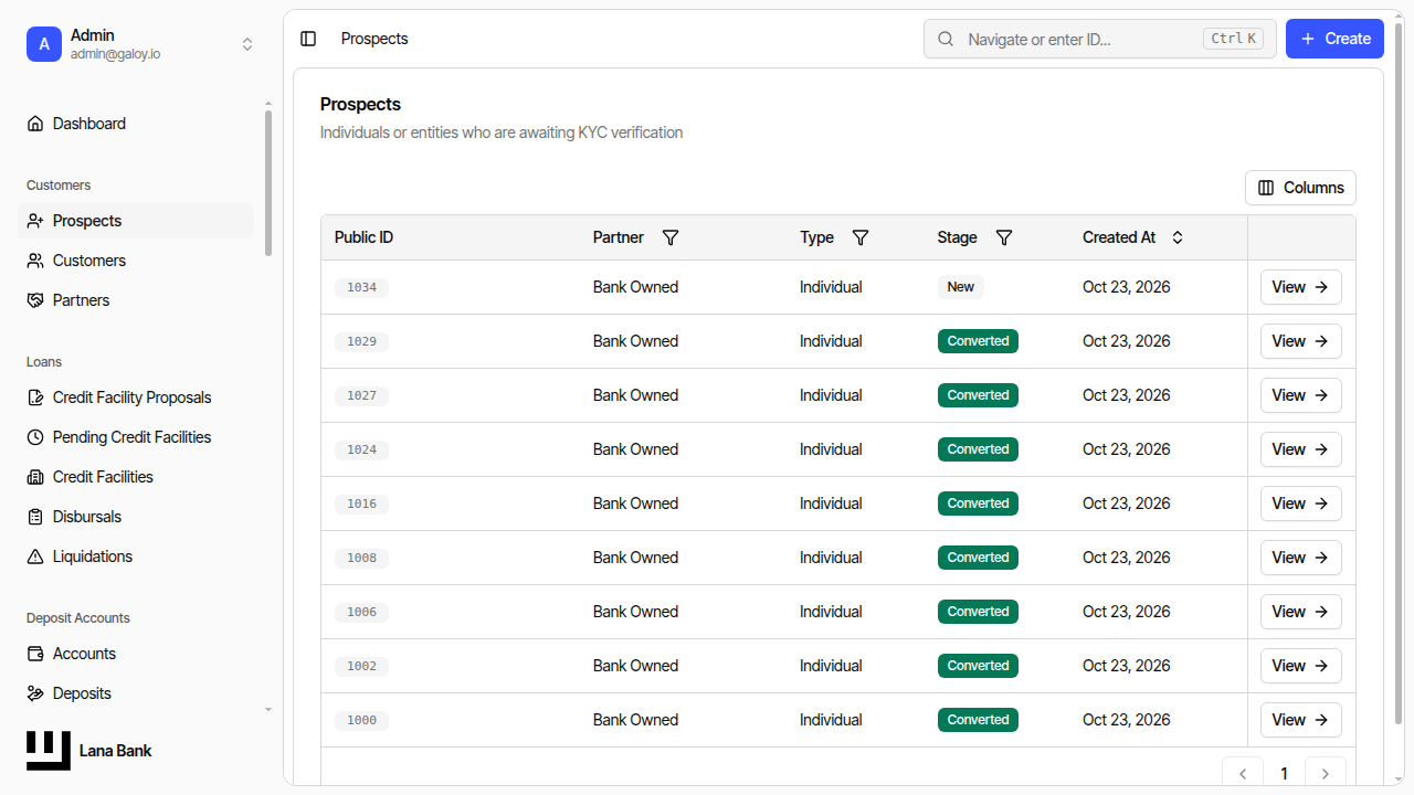 Prospect visible in list