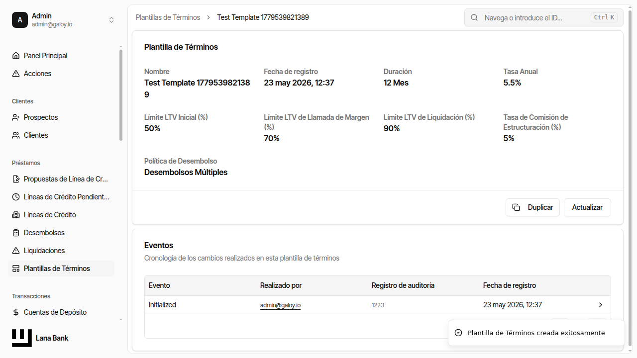 Verificar creación plantilla