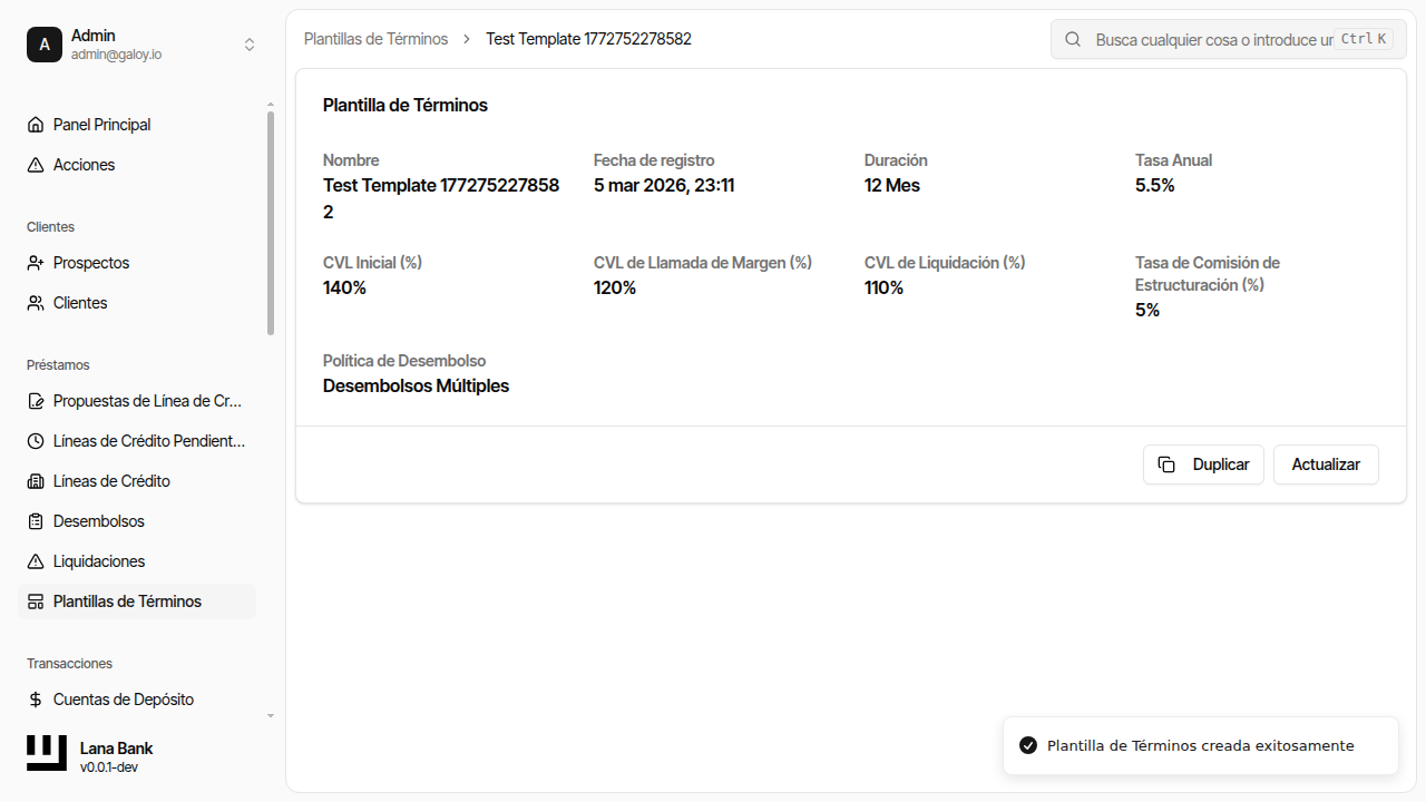 Verificar creación plantilla