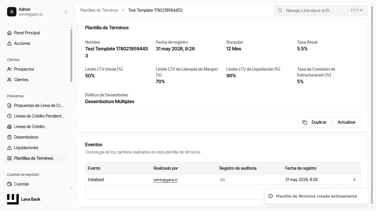 Verificar creación plantilla