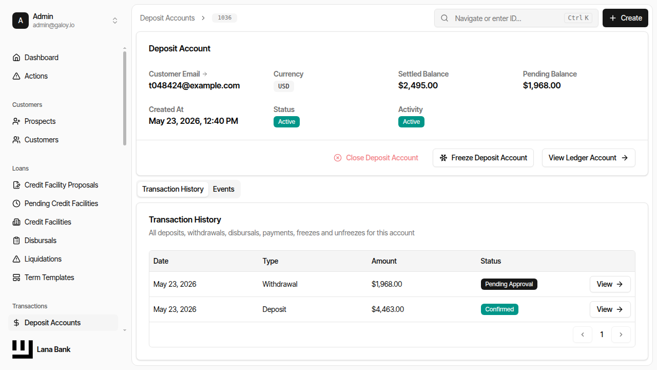 Withdrawal in transaction history