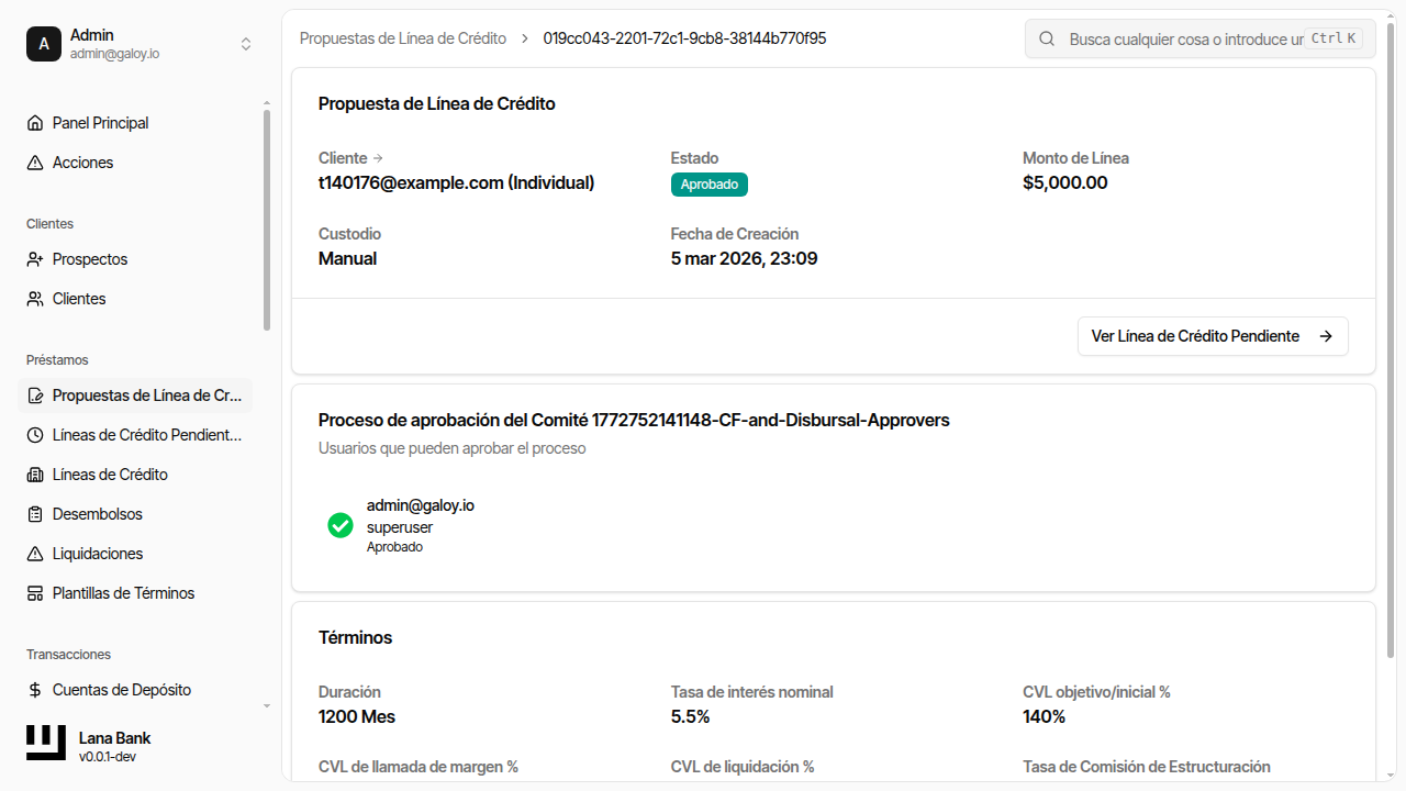 Botón ver facilidad pendiente