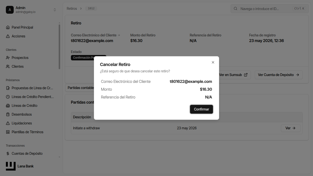 Cancel withdrawal button