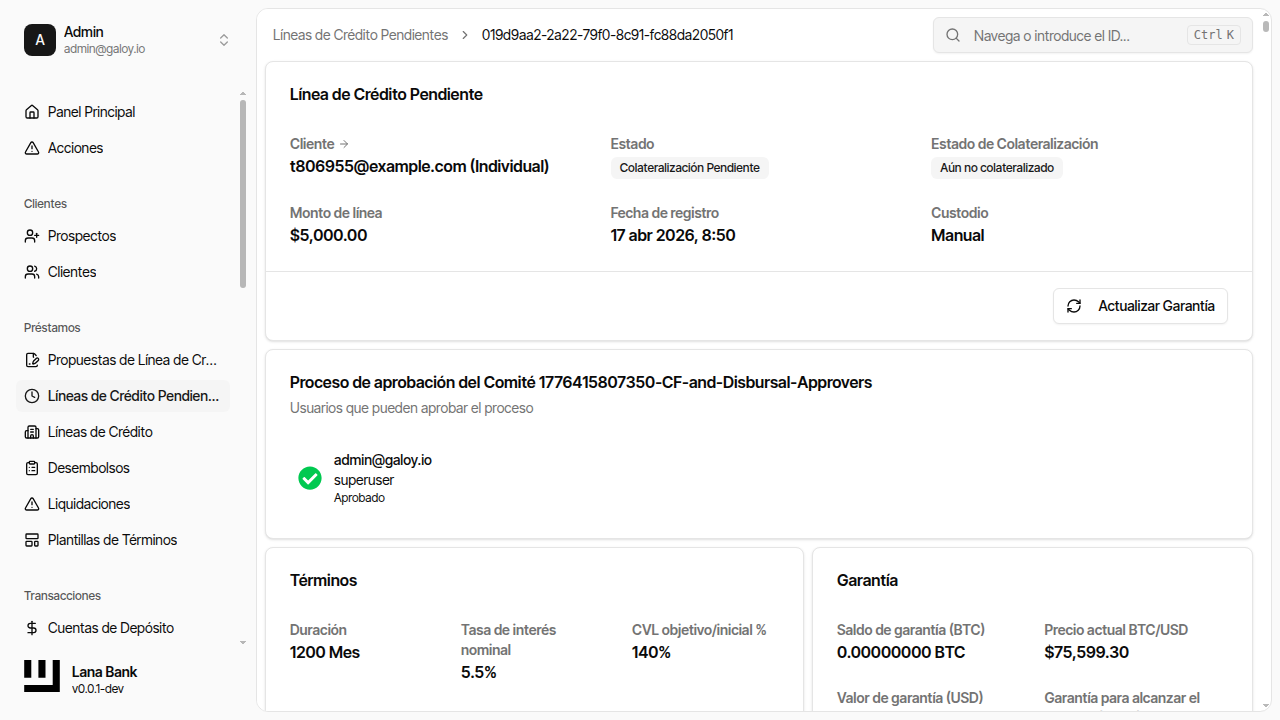 Estado inicial de facilidad pendiente