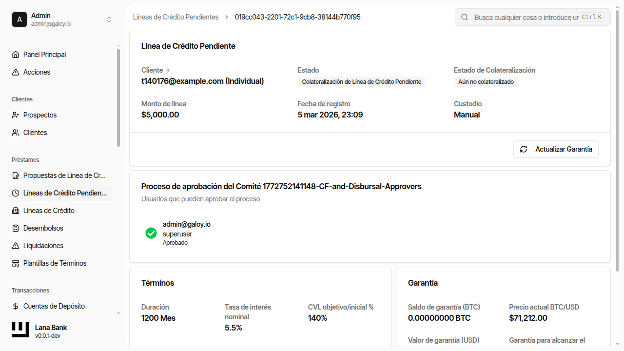 Estado inicial de facilidad pendiente