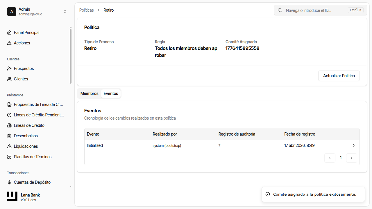 Verificar comité asignado