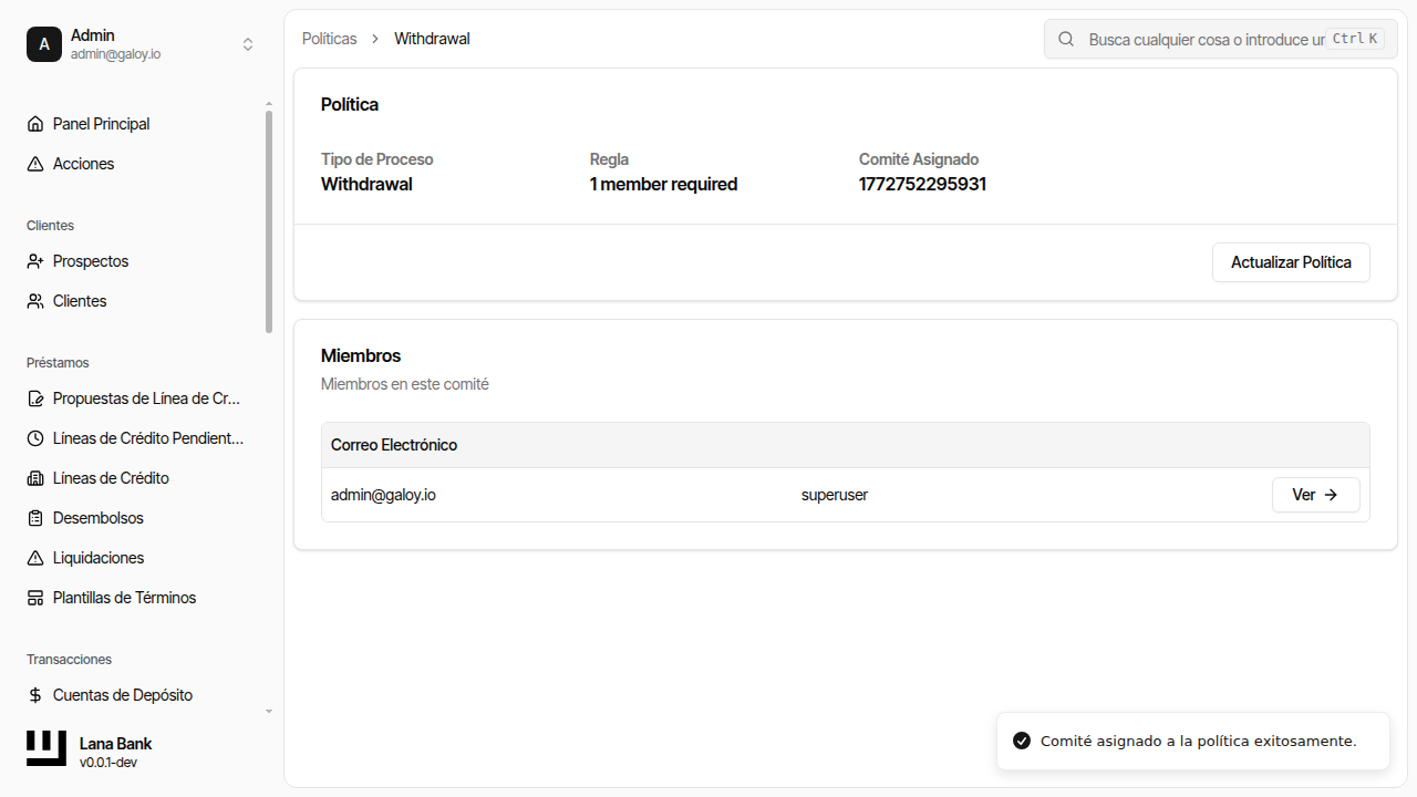Verificar comité asignado