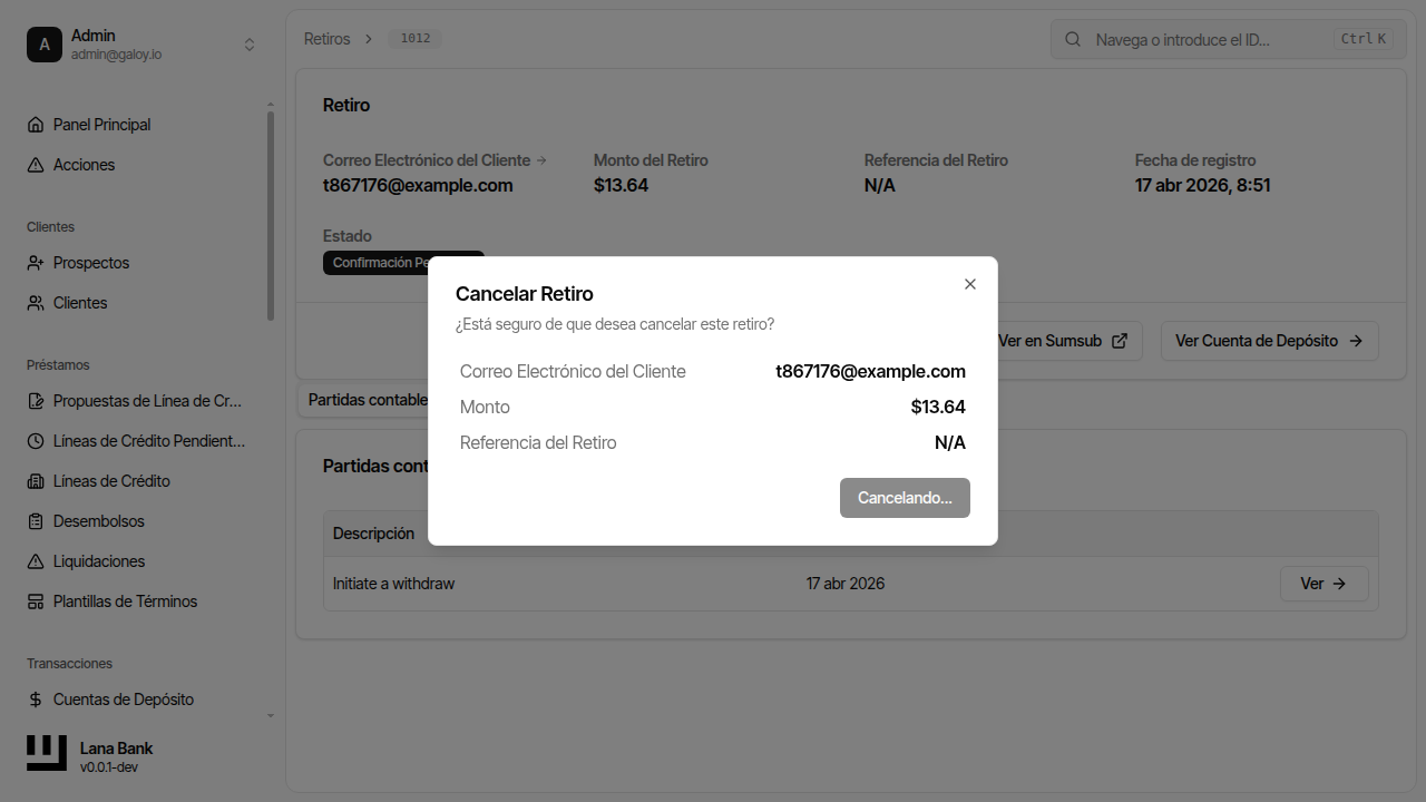 Confirmar cancelación