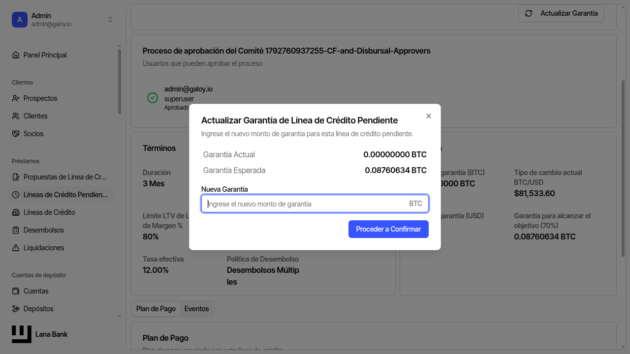 Hacer clic en actualizar garantía