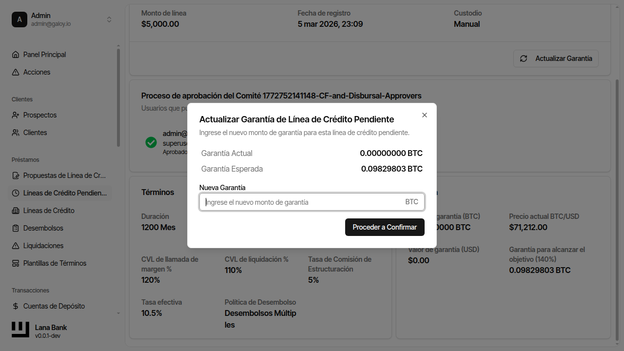 Hacer clic en actualizar garantía