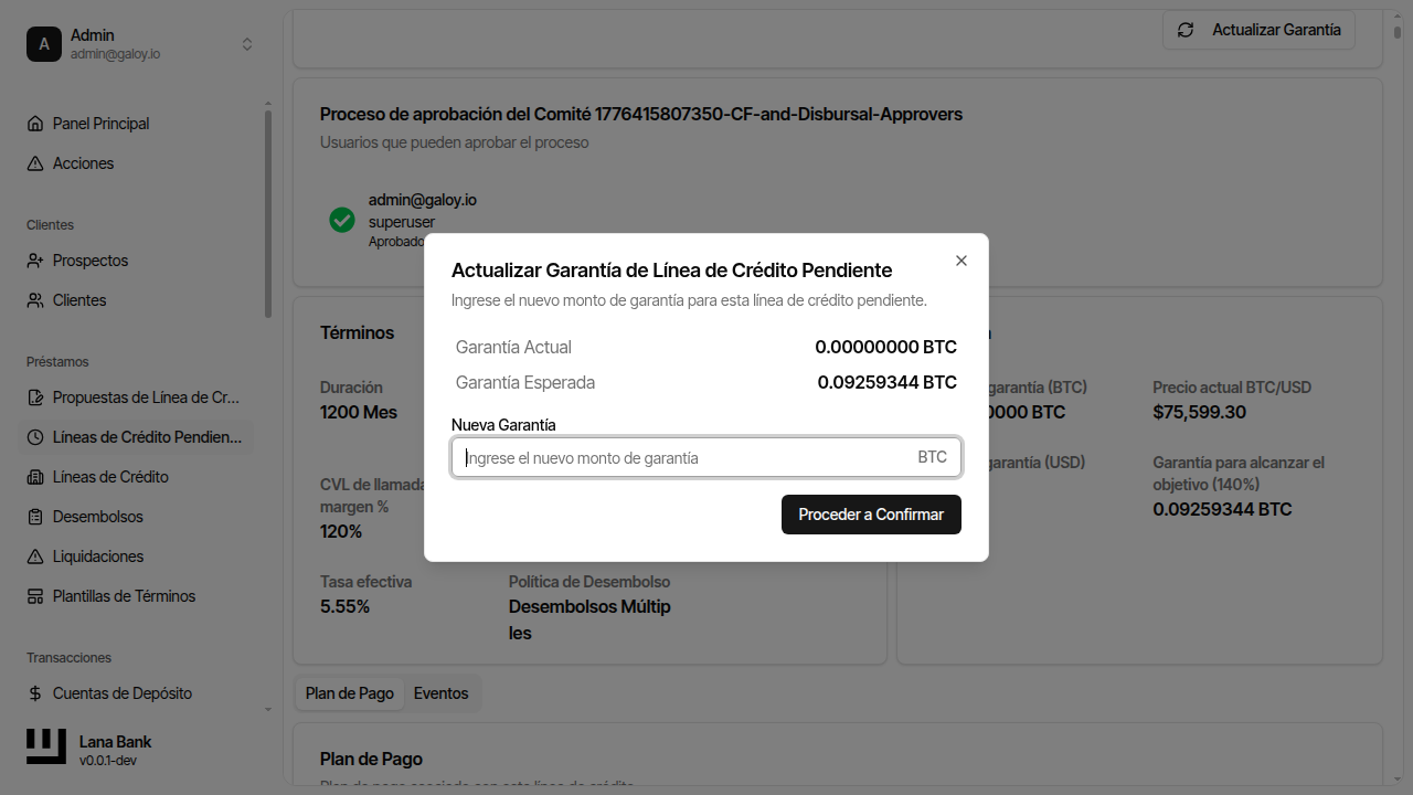 Hacer clic en actualizar garantía