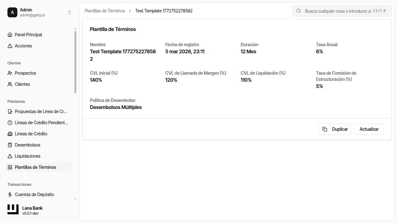 Enviar actualización plantilla