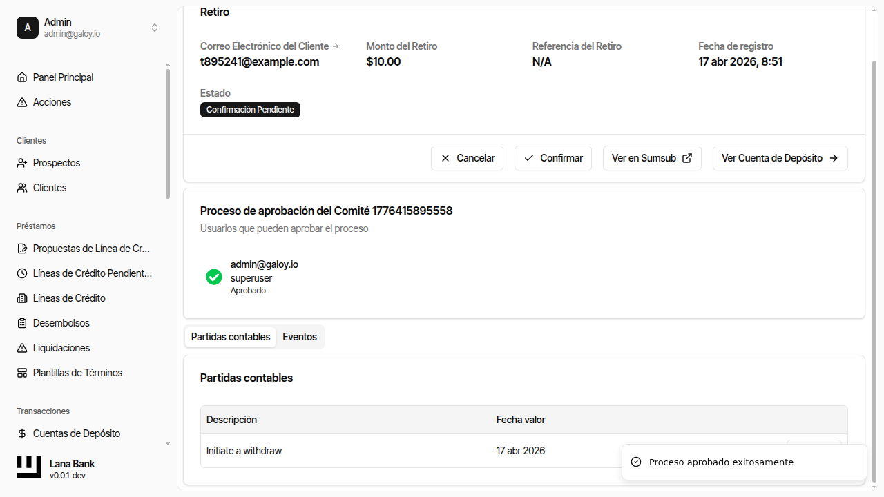 Éxito de aprobación