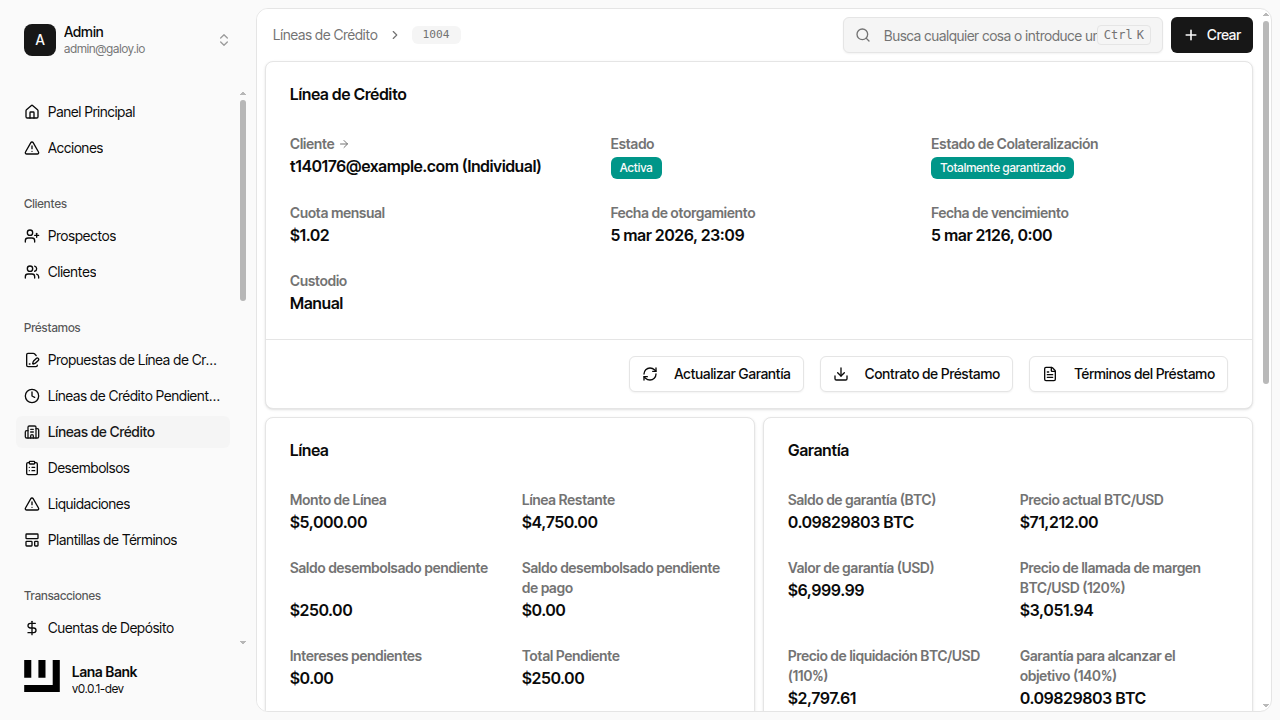 Facilidad de crédito en lista