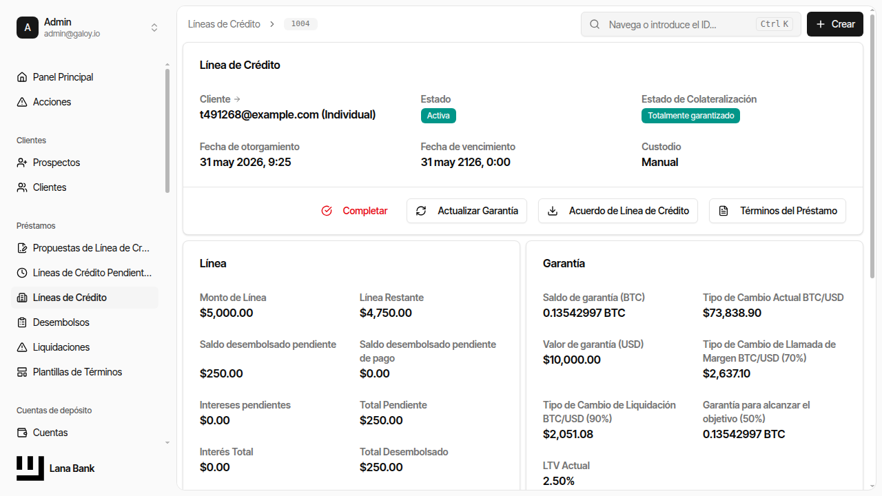 Facilidad de crédito en lista