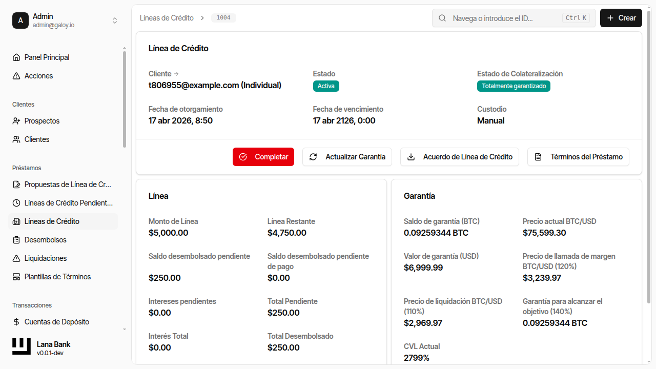 Facilidad de crédito en lista