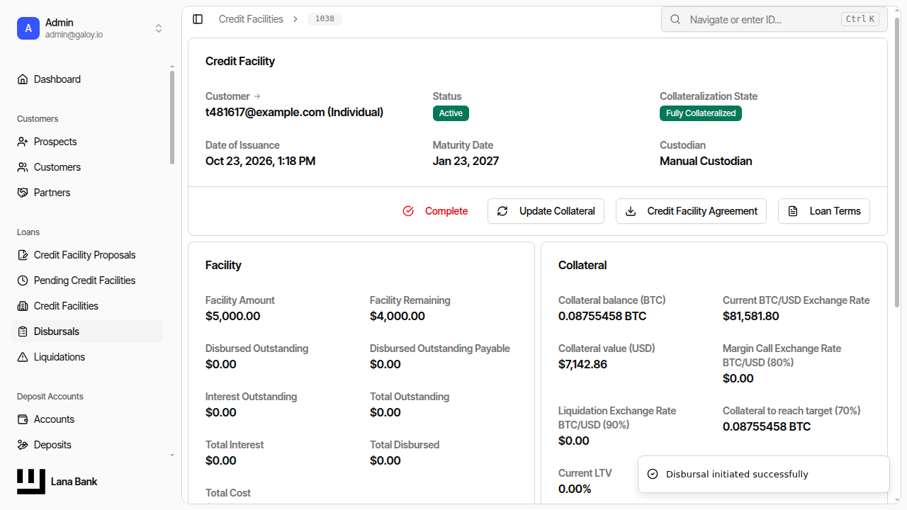 Disbursal page