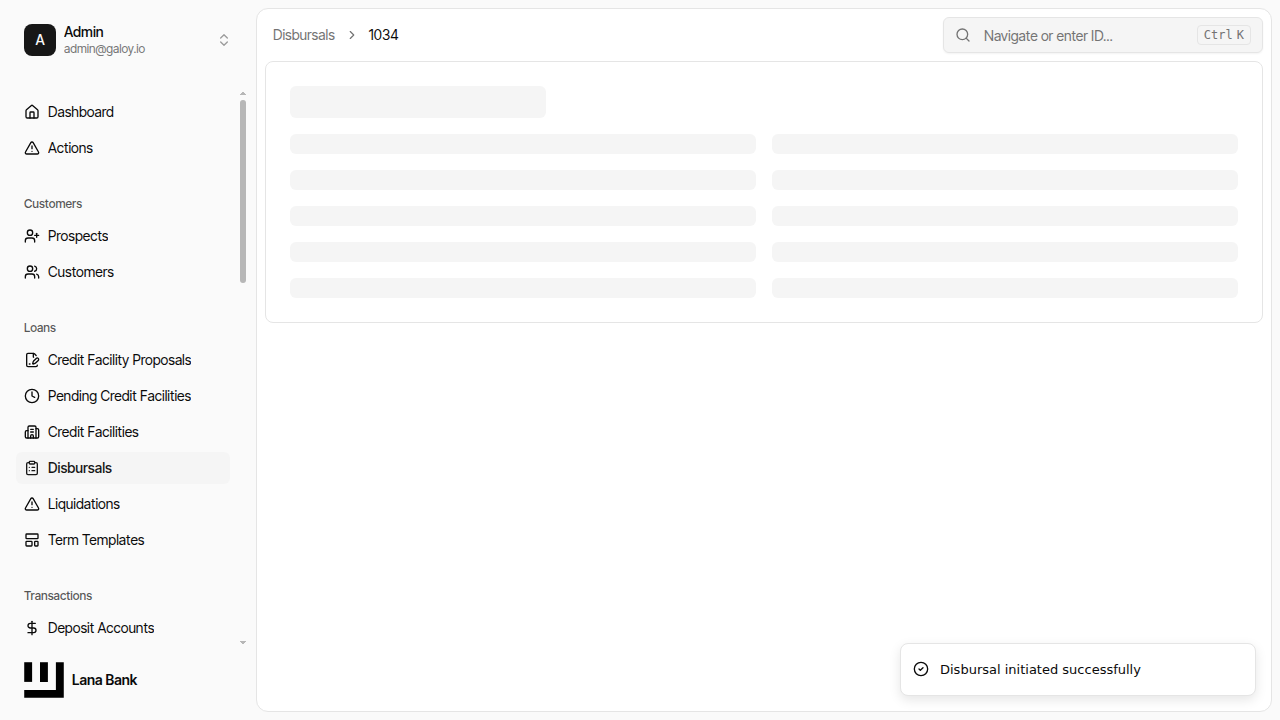 Disbursal page