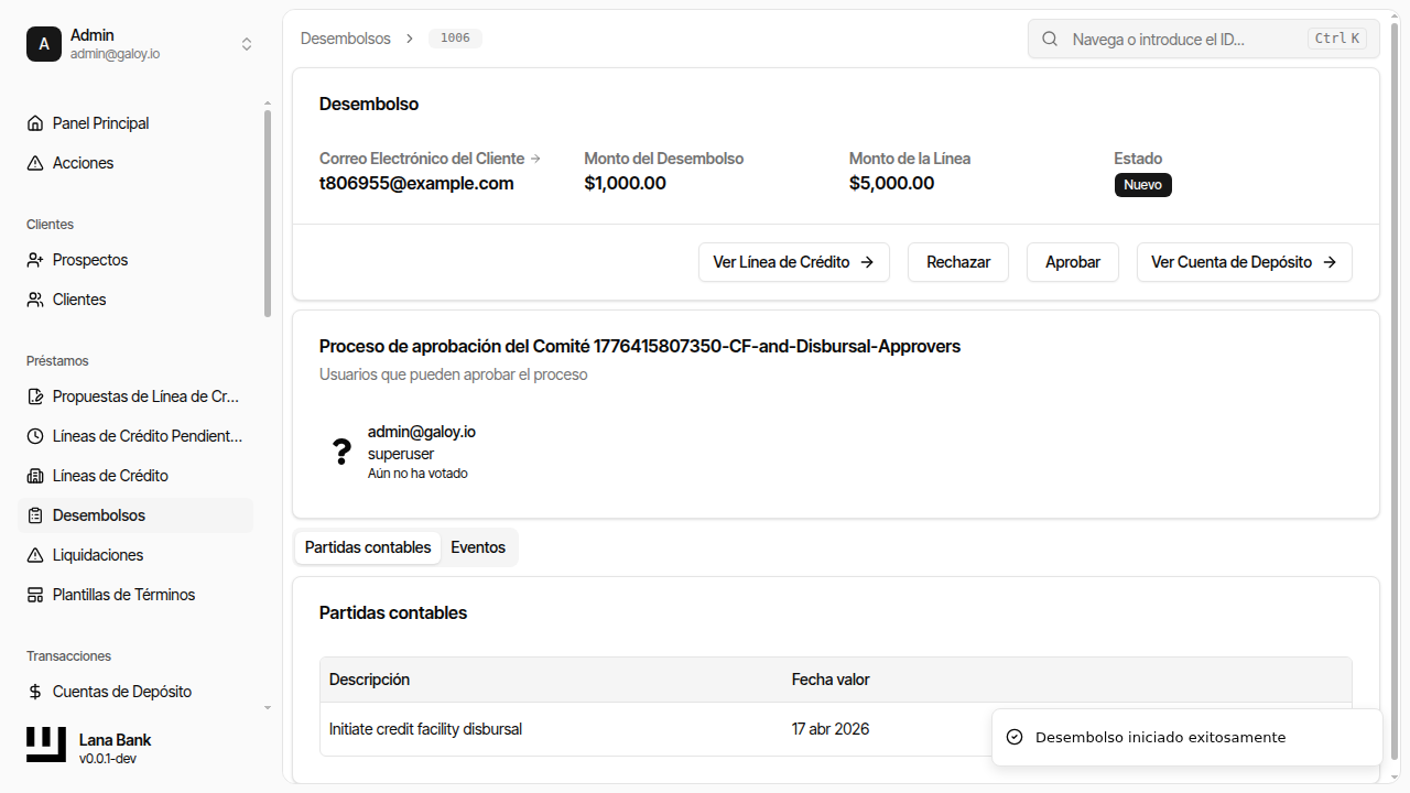 Página de desembolso