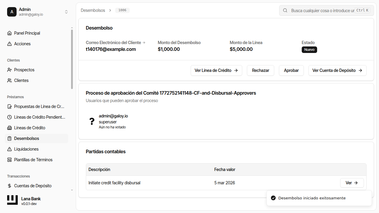 Página de desembolso