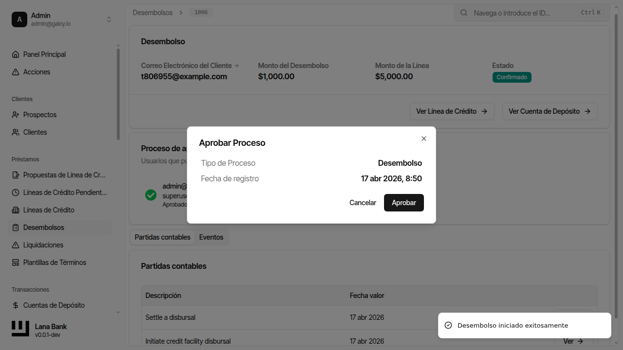 Desembolso confirmado