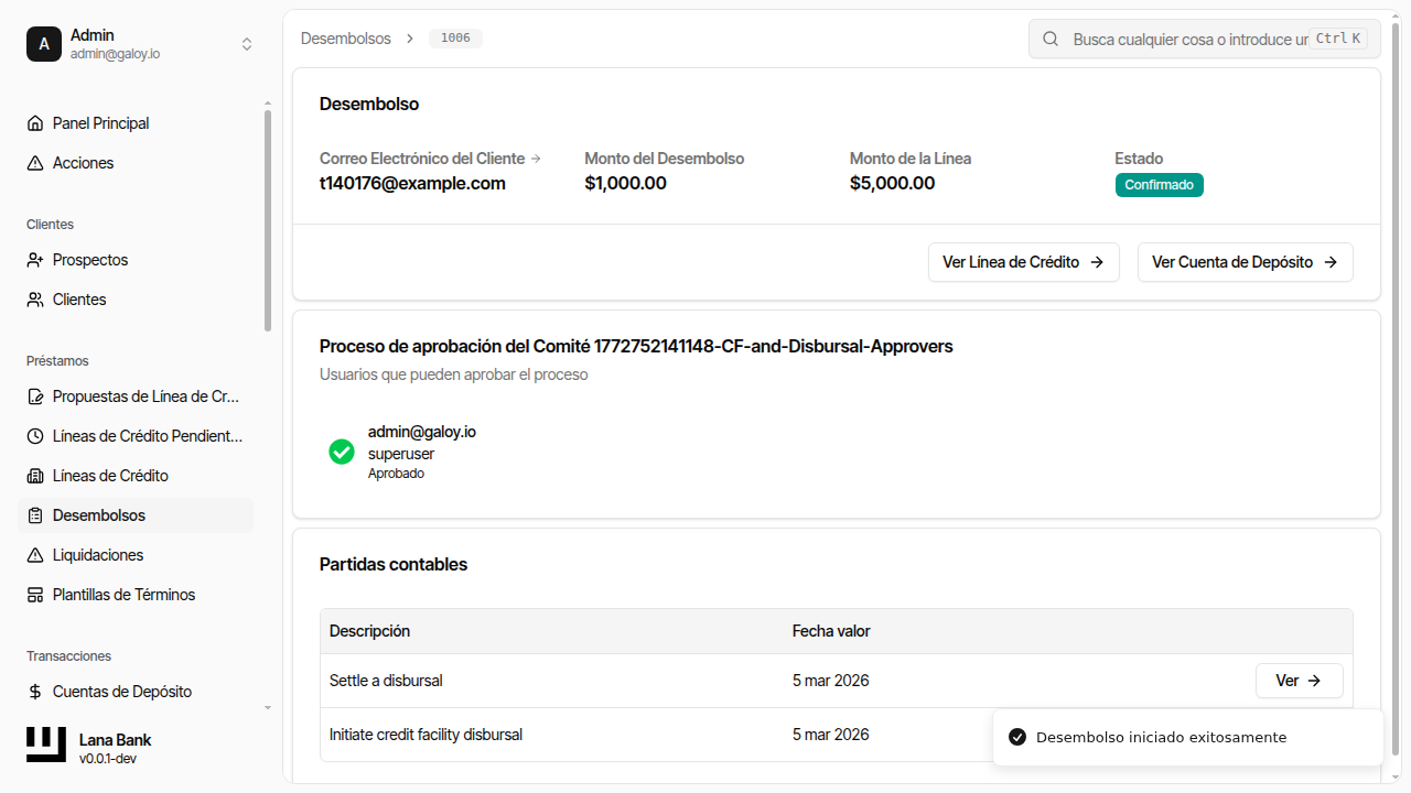Desembolso confirmado
