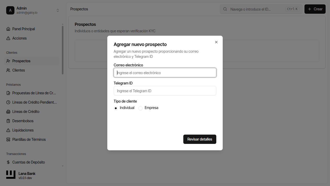 Hacer clic en crear prospecto