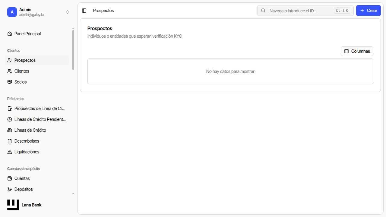 Hacer clic en crear prospecto