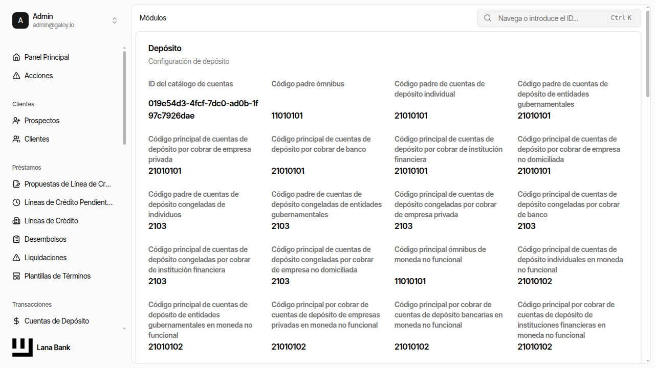 Configuración crédito