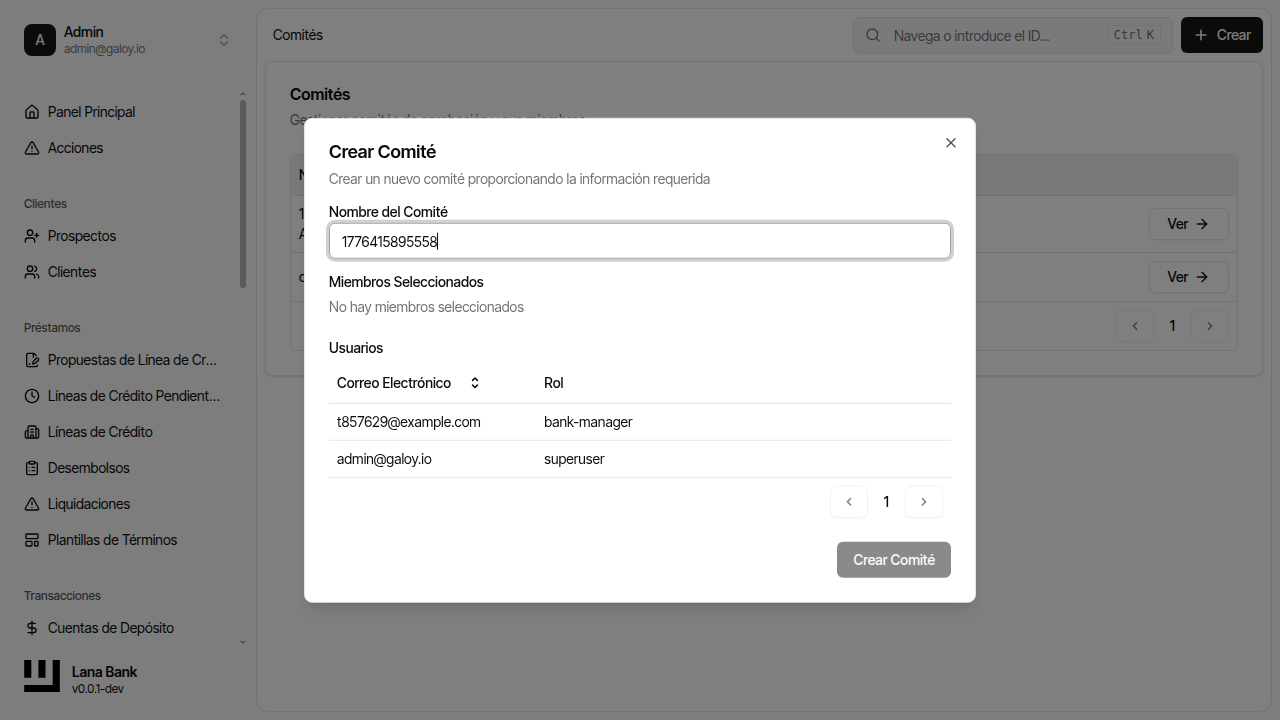 Completar nombre comité