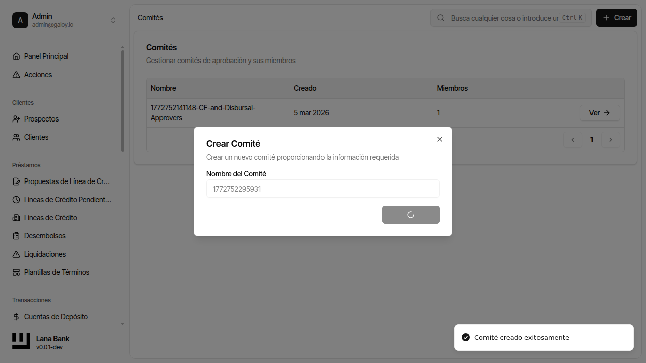 Enviar creación comité